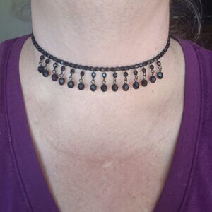 Set of 2 Handmade Beaded‎ Chokers. 1 black 1 Amber Fits multiple sized necks F14